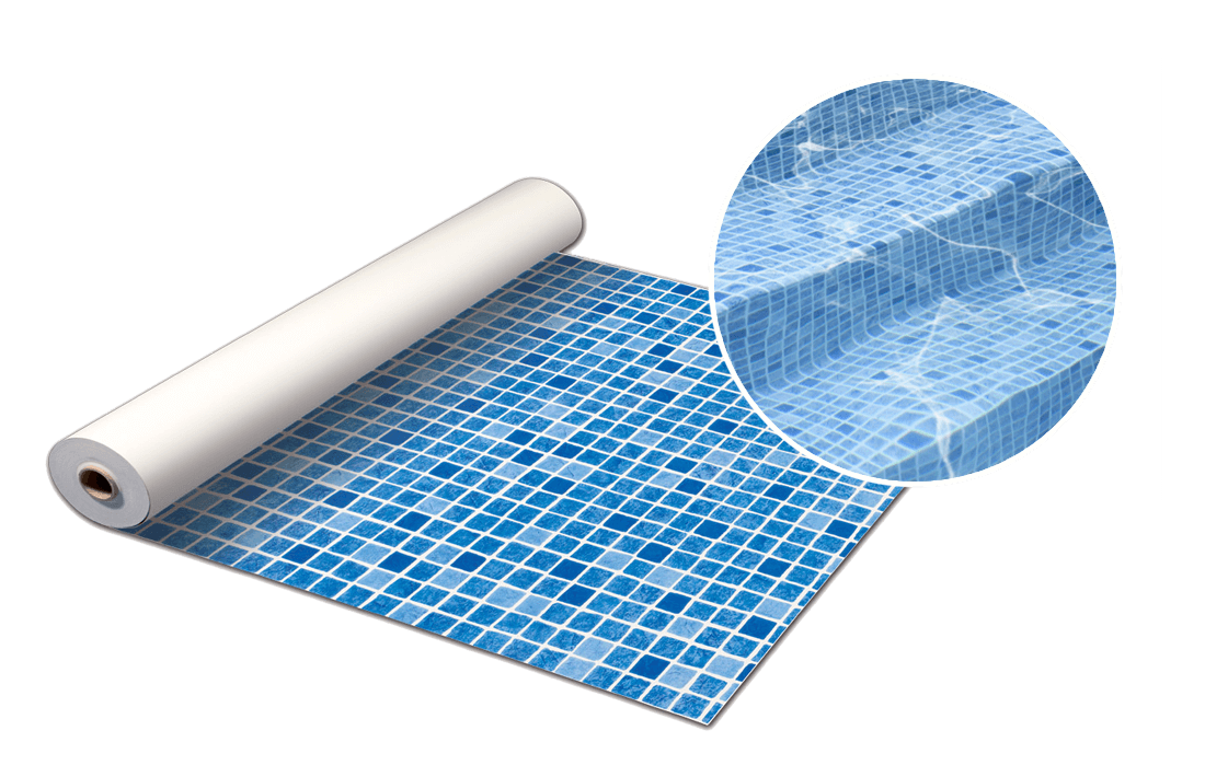 Blå mosaik pool liner